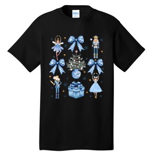 Coquette Blue Bow Nutcracker Xmas Merry Christmas Pajamas Tall T-Shirt