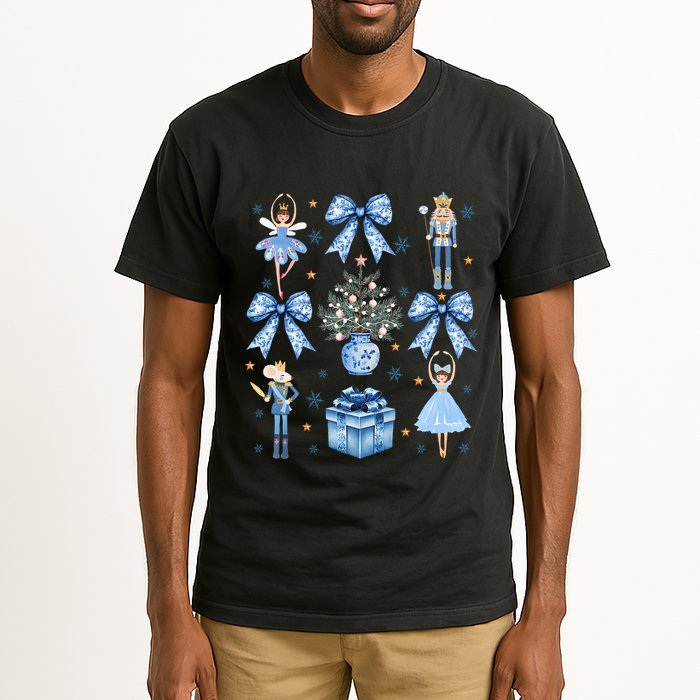 Coquette Blue Bow Nutcracker Xmas Merry Christmas Pajamas Tall T-Shirt