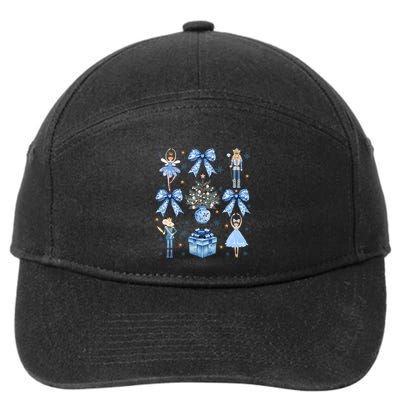 Coquette Blue Bow Nutcracker Xmas Merry Christmas Pajamas 7-Panel Snapback Hat