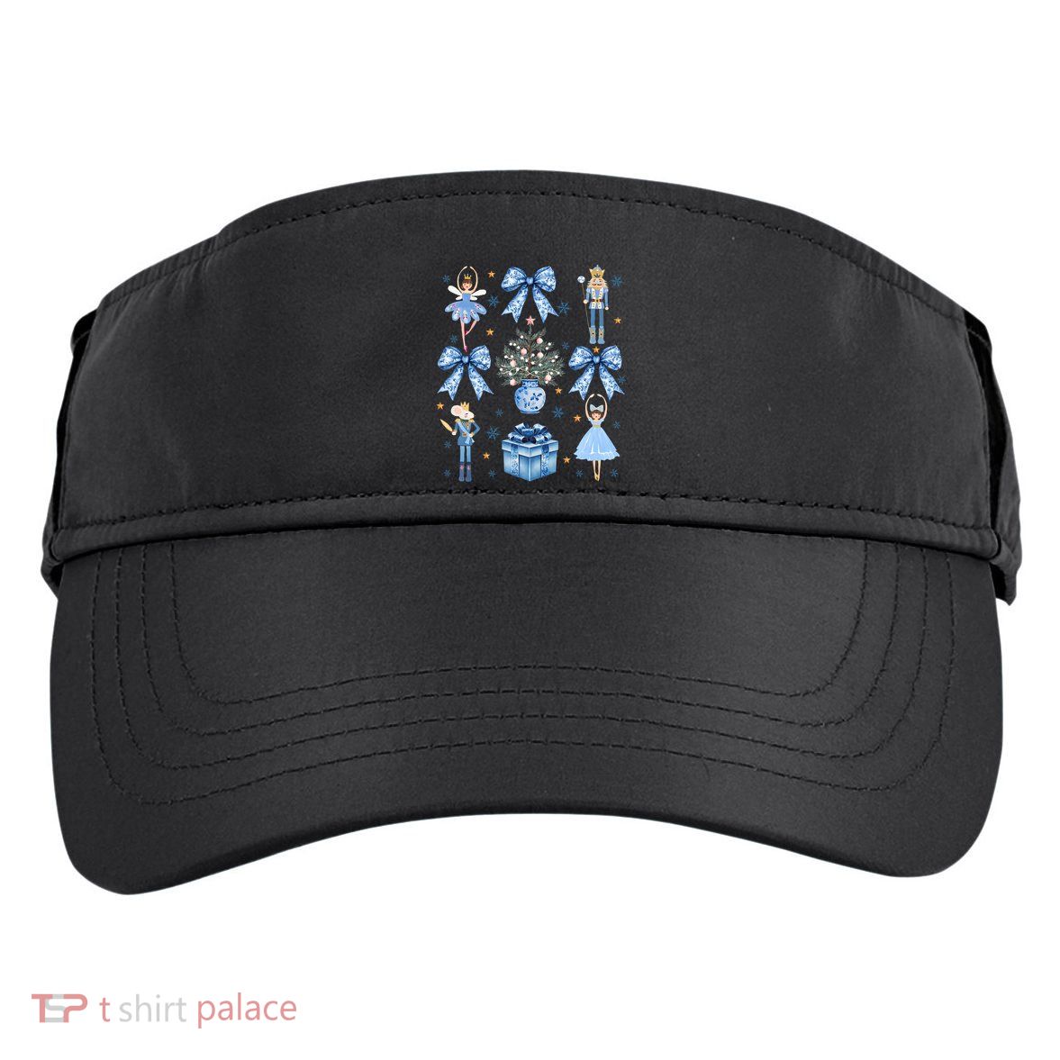 Coquette Blue Bow Nutcracker Xmas Merry Christmas Pajamas Adult Drive Performance Visor