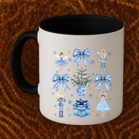 Coquette Blue Bow Nutcracker Xmas Merry Christmas Pajamas Mug