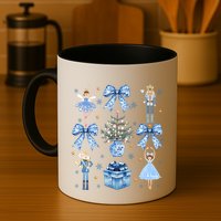 Coquette Blue Bow Nutcracker Xmas Merry Christmas Pajamas Mug