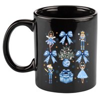 Coquette Blue Bow Nutcracker Xmas Merry Christmas Pajamas 11oz C Handle Ceramic Mug