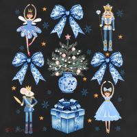 Coquette Blue Bow Nutcracker Xmas Merry Christmas Pajamas 11oz C Handle Ceramic Mug