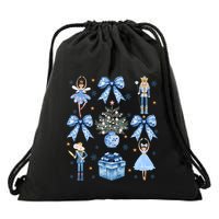 Coquette Blue Bow Nutcracker Xmas Merry Christmas Pajamas Drawstring Bag