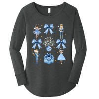 Coquette Blue Bow Nutcracker Xmas Merry Christmas Pajamas Women's Perfect Tri Tunic Long Sleeve Shirt