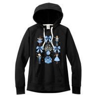 Coquette Blue Bow Nutcracker Xmas Merry Christmas Pajamas Women's Fleece Hoodie