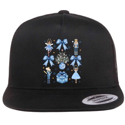 Coquette Blue Bow Nutcracker Xmas Merry Christmas Pajamas Flatbill Hat
