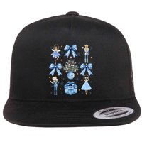 Coquette Blue Bow Nutcracker Xmas Merry Christmas Pajamas Flatbill Hat