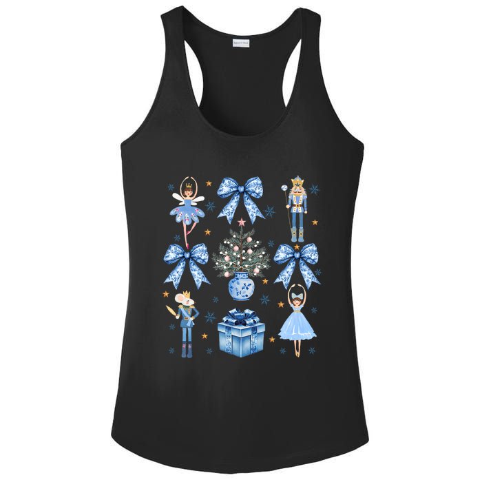 Coquette Blue Bow Nutcracker Xmas Merry Christmas Pajamas Ladies PosiCharge Competitor Racerback Tank