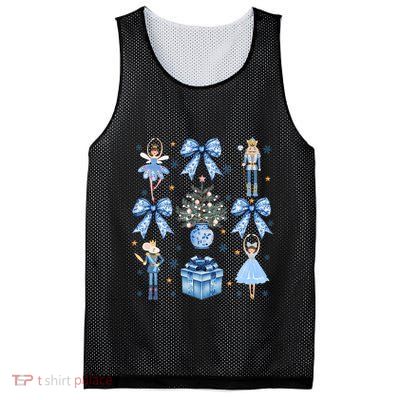 Coquette Blue Bow Nutcracker Xmas Merry Christmas Pajamas Mesh Reversible Basketball Jersey Tank