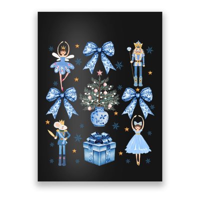 Coquette Blue Bow Nutcracker Xmas Merry Christmas Pajamas Poster