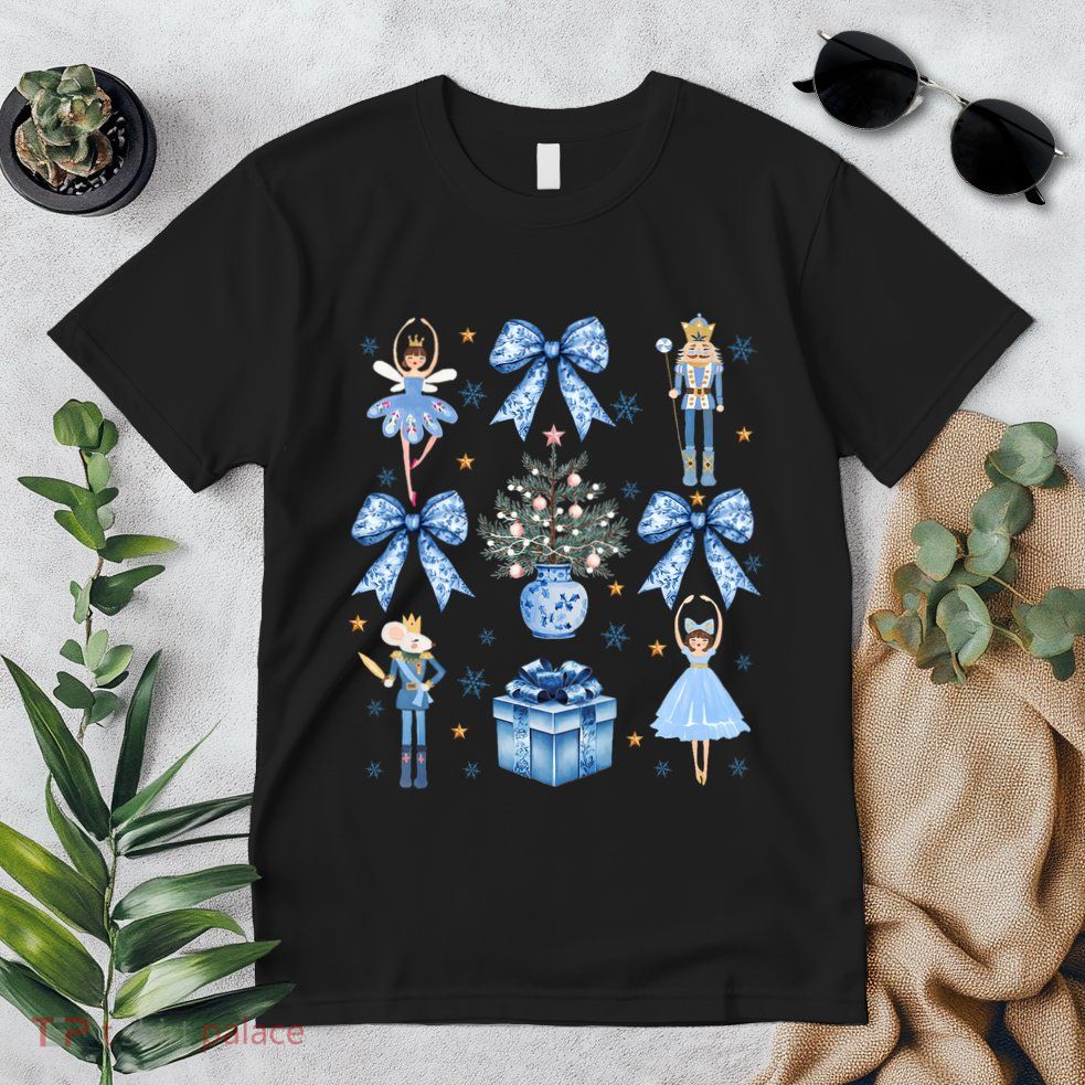 Coquette Blue Bow Nutcracker Xmas Merry Christmas Pajamas Premium T-Shirt