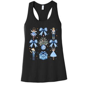 Coquette Blue Bow Nutcracker Xmas Merry Christmas Pajamas Women's Racerback Tank