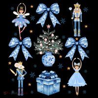 Coquette Blue Bow Nutcracker Xmas Merry Christmas Pajamas Pom Pom 12in Knit Beanie