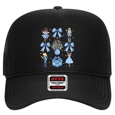 Coquette Blue Bow Nutcracker Xmas Merry Christmas Pajamas Trucker Hat