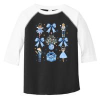 Coquette Blue Bow Nutcracker Xmas Merry Christmas Pajamas Toddler Fine Jersey T-Shirt