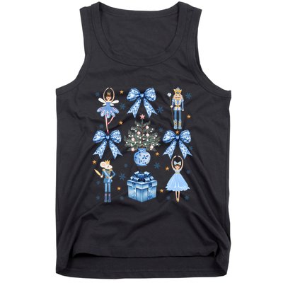 Coquette Blue Bow Nutcracker Xmas Merry Christmas Pajamas Tank Top
