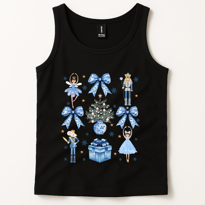 Coquette Blue Bow Nutcracker Xmas Merry Christmas Pajamas Tank Top