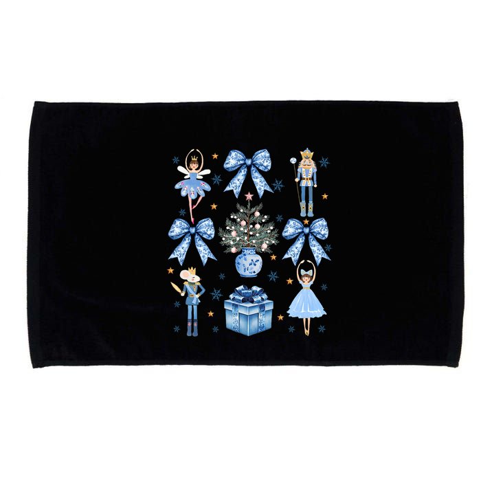 Coquette Blue Bow Nutcracker Xmas Merry Christmas Pajamas Microfiber Hand Towel
