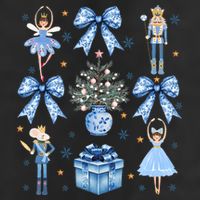 Coquette Blue Bow Nutcracker Xmas Merry Christmas Pajamas Microfiber Hand Towel