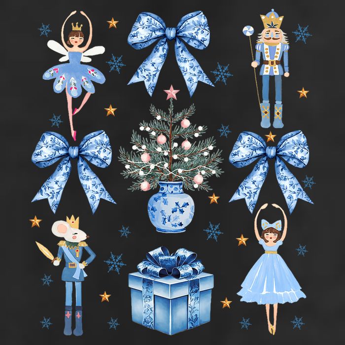 Coquette Blue Bow Nutcracker Xmas Merry Christmas Pajamas Microfiber Hand Towel