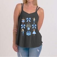 Coquette Blue Bow Nutcracker Xmas Merry Christmas Pajamas Women's Strappy Tank