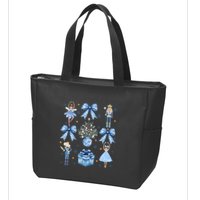 Coquette Blue Bow Nutcracker Xmas Merry Christmas Pajamas Zip Tote Bag