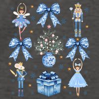 Coquette Blue Bow Nutcracker Xmas Merry Christmas Pajamas Vector Backpack