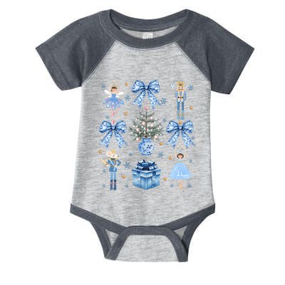 Coquette Blue Bow Nutcracker Xmas Merry Christmas Pajamas Infant Baby Jersey Bodysuit