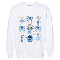 Coquette Blue Bow Nutcracker Xmas Merry Christmas Pajamas Garment-Dyed Sweatshirt