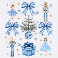 Coquette Blue Bow Nutcracker Xmas Merry Christmas Pajamas Garment-Dyed Sweatshirt