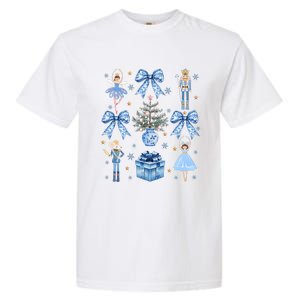 Coquette Blue Bow Nutcracker Xmas Merry Christmas Pajamas Garment-Dyed Heavyweight T-Shirt