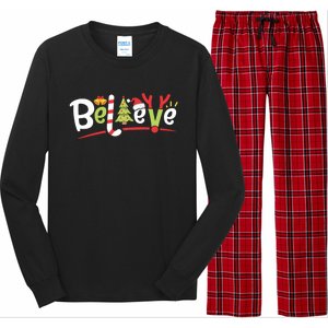 Christmas Believe Boys Girls Santa Hat Xmas Tree Antlers Gift Long Sleeve Pajama Set