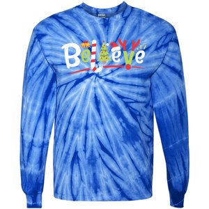 Christmas Believe Boys Girls Santa Hat Xmas Tree Antlers Gift Tie-Dye Long Sleeve Shirt