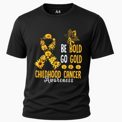 Childhood Be Bold Go Gold Childhood Cancer Awareness Flower Performance Shirt
