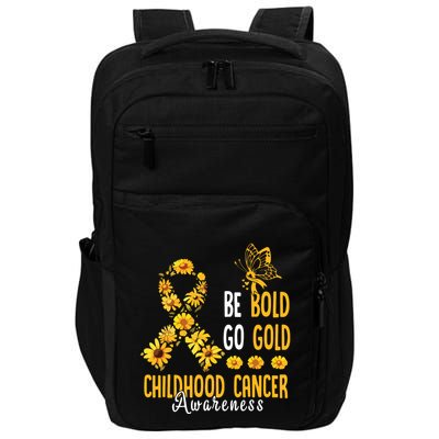 Childhood Be Bold Go Gold Childhood Cancer Awareness Flower Impact Tech Backpack