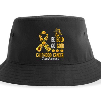 Childhood Be Bold Go Gold Childhood Cancer Awareness Flower Sustainable Bucket Hat