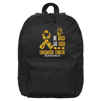 Childhood Be Bold Go Gold Childhood Cancer Awareness Flower 16 in Basic Backpack