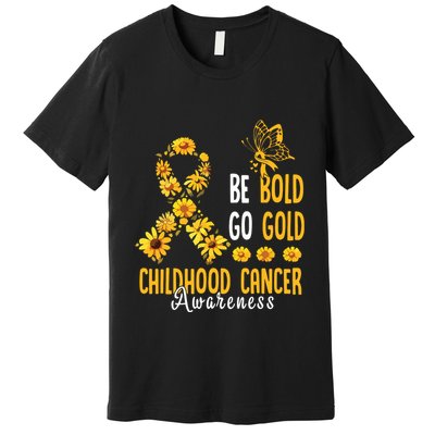 Childhood Be Bold Go Gold Childhood Cancer Awareness Flower Premium T-Shirt