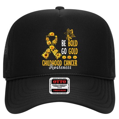 Childhood Be Bold Go Gold Childhood Cancer Awareness Flower Trucker Hat