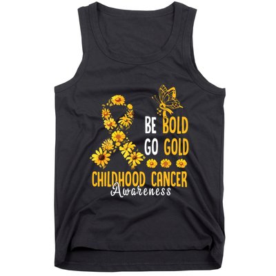Childhood Be Bold Go Gold Childhood Cancer Awareness Flower Tank Top