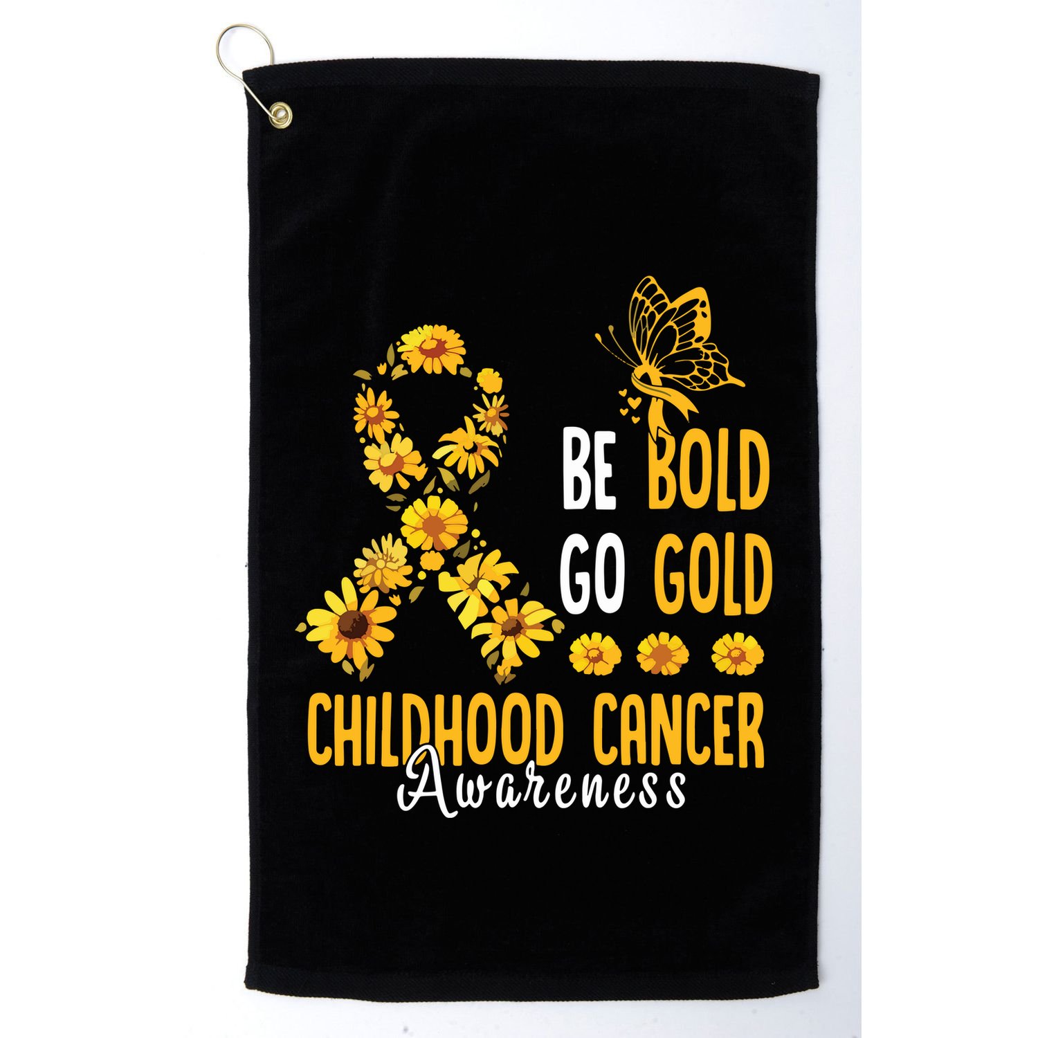 Childhood Be Bold Go Gold Childhood Cancer Awareness Flower Golf Towel