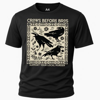 Crows Before Bros Support Your Local Murder Funny Halloween Cooling Performance Crew T-Shirt