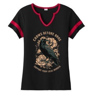 Crows Before Bros Ladies Halftime Notch Neck Tee