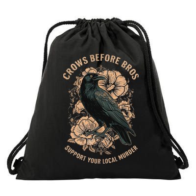 Crows Before Bros Drawstring Bag