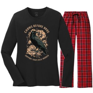 Crows Before Bros Women's Long Sleeve Flannel Pajama Set 