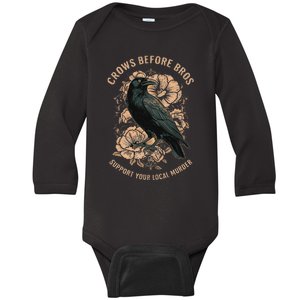 Crows Before Bros Baby Long Sleeve Bodysuit