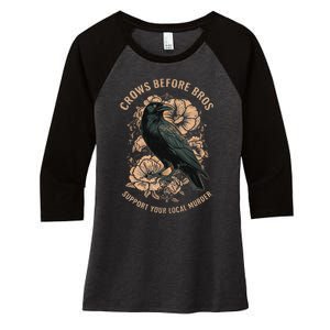 Crows Before Bros Women's Tri-Blend 3/4-Sleeve Raglan Shirt