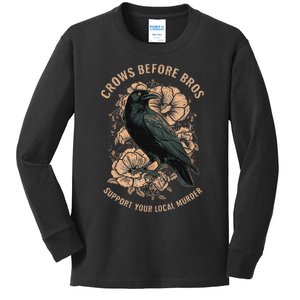 Crows Before Bros Kids Long Sleeve Shirt